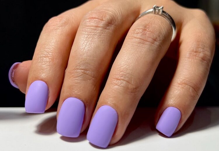 lavender purple matte color short square nails shape spring summer manicure ideas