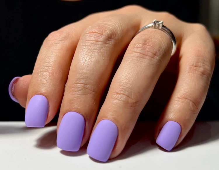 lavender purple matte color short square nails spring summer manicure ideas