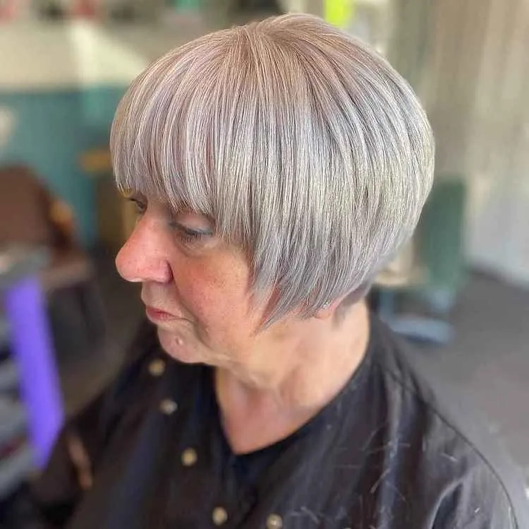 layered bob with bangs for women over 60 with thin hair trendy haircuts for older ladies