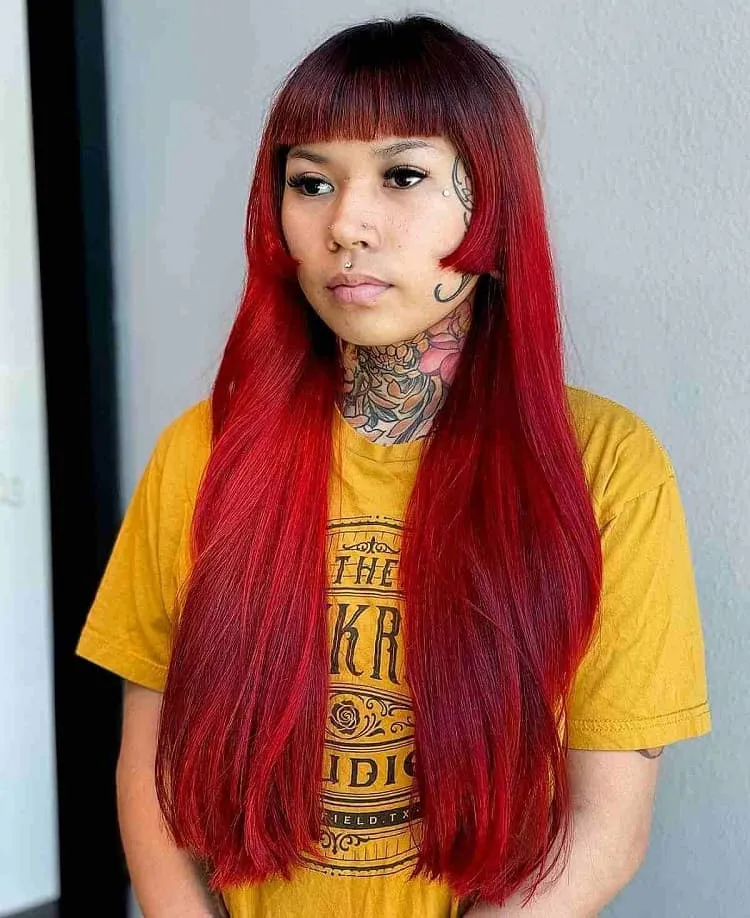 long red hime cut