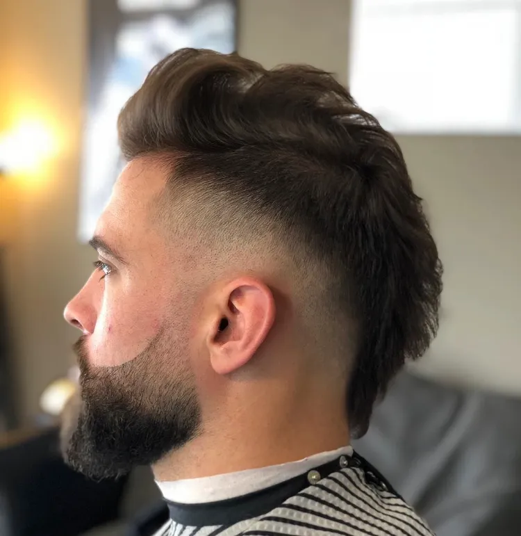 mohawk fade for men with brownish hair