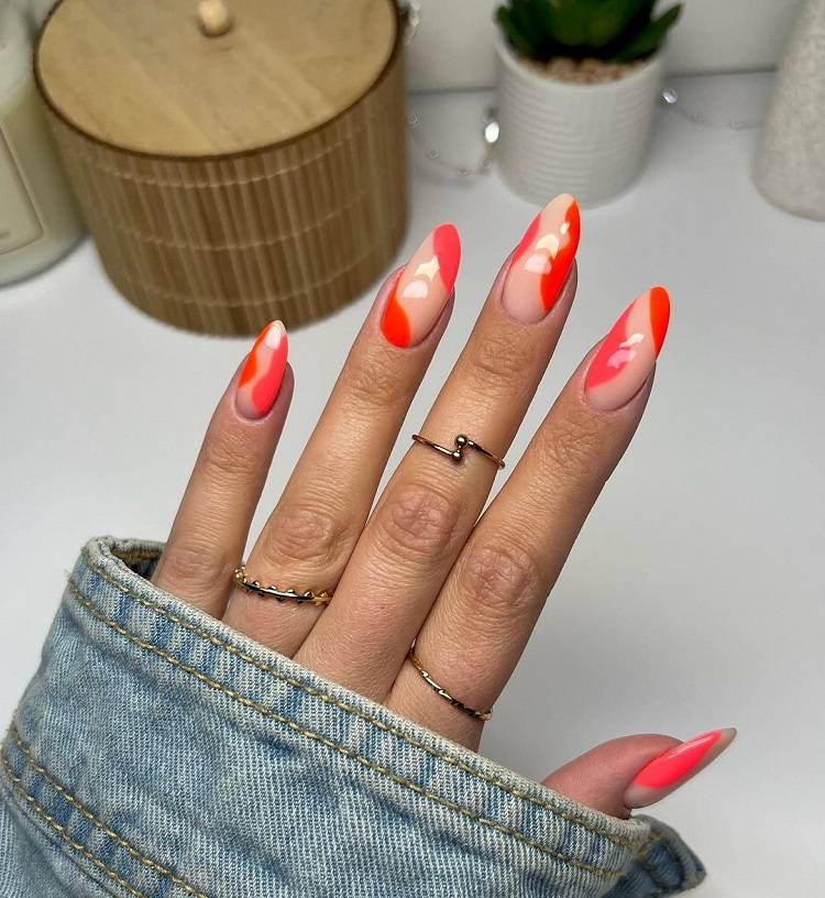 nail colors combination for spring 2023 orange and nude