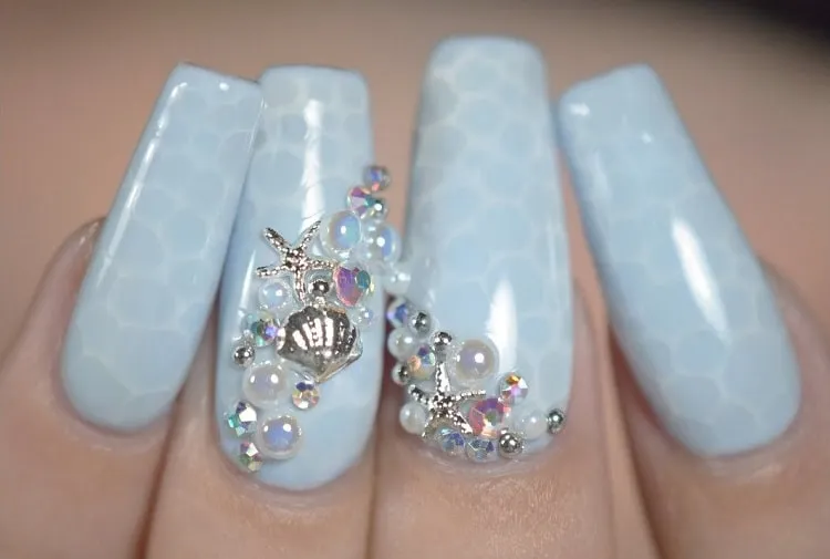 ocean nails with decorations