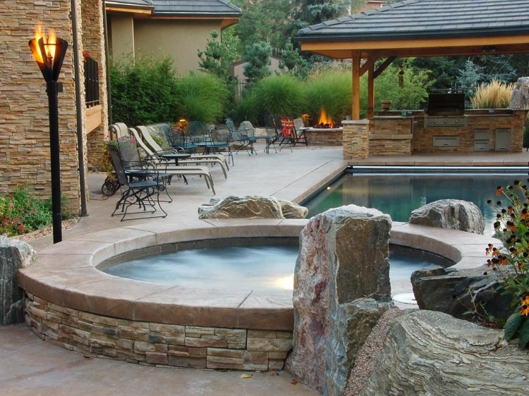 outdoor hot tub area ideas jacuzzi in the garden