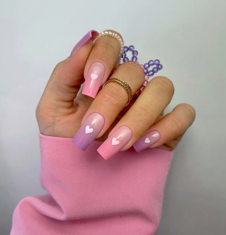 pastel ombre nails with pink and purple manicure designs 2023