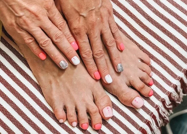 pastel pink shades for matching pedicure and manicure
