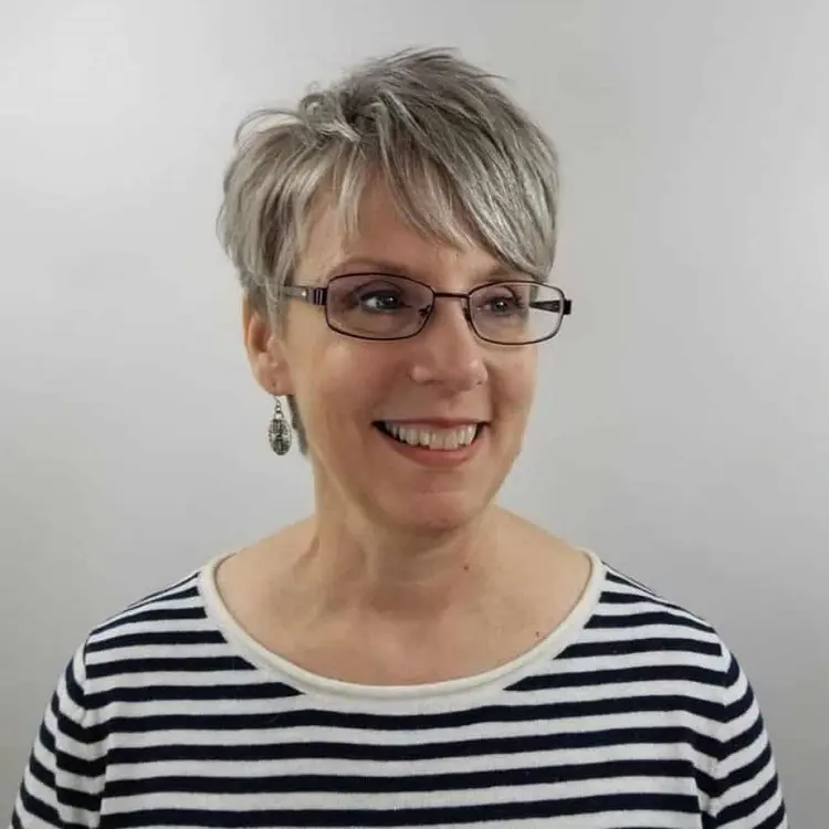 piece bangs for short hair with glasses for women over 50