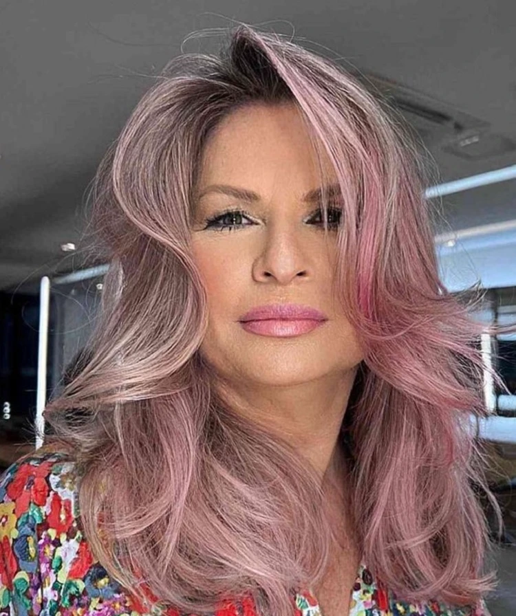 pink hair styles for over 50 medium length