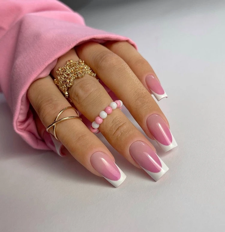 pink ombre nail french tip manicure easy summer trends 2023