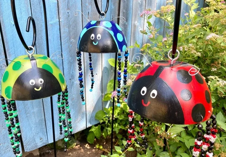 plastic bowl ladybugs garden art ideas