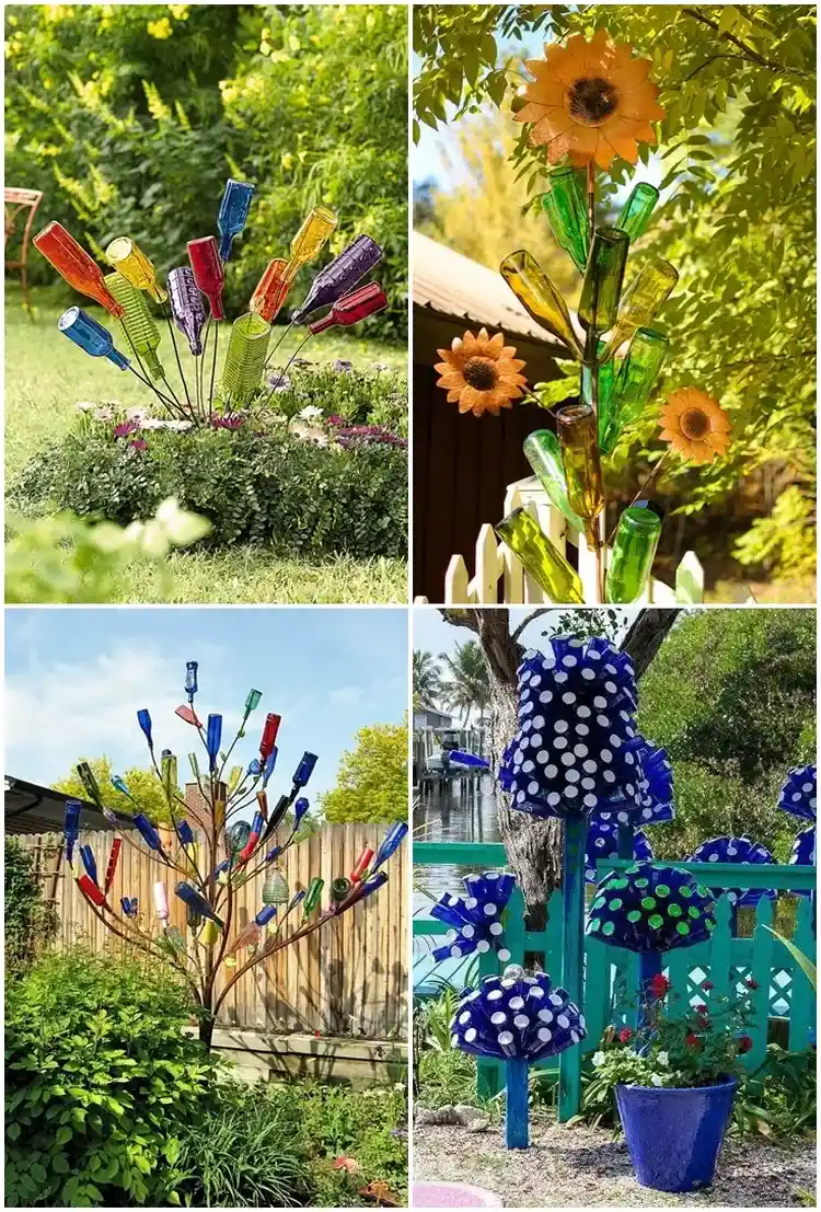 recycle old bottles unique garden decorating ideas