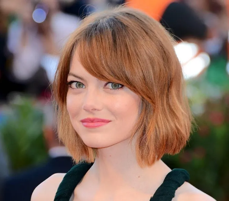 short bob with side bangs round face