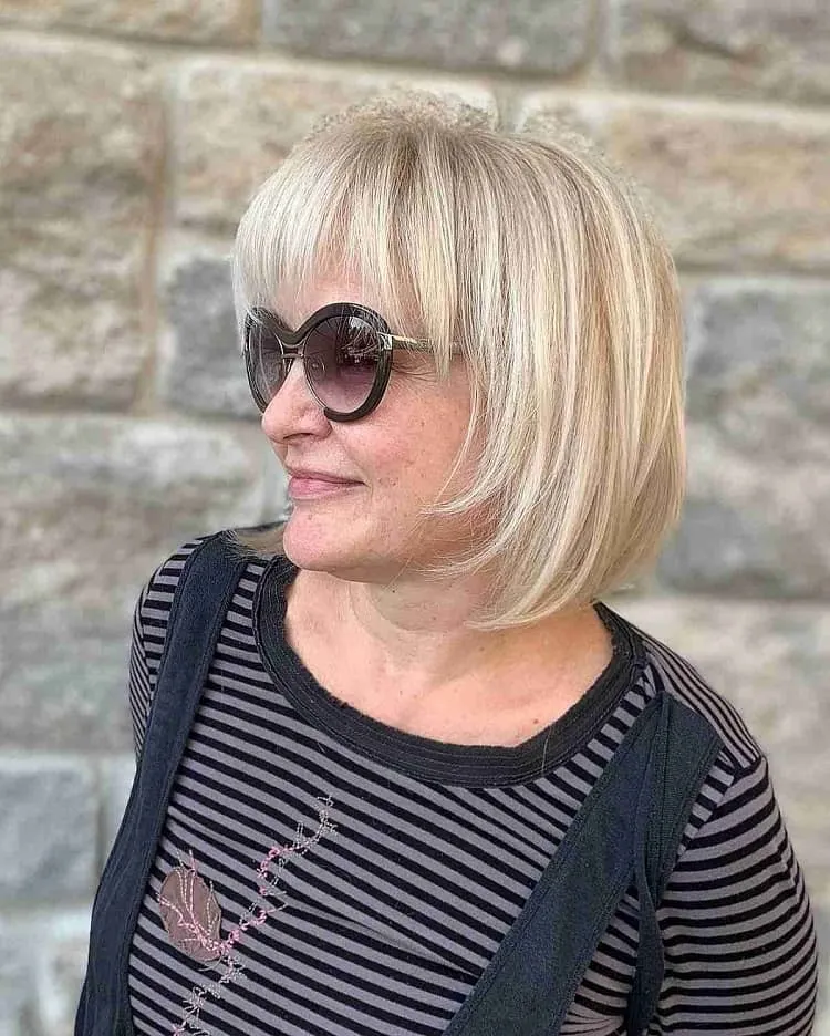 shoulder length bob with bangs for fine hair over 50