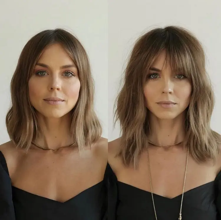 shoulder length hair long bangs hairstyle ideas for the summer 2023
