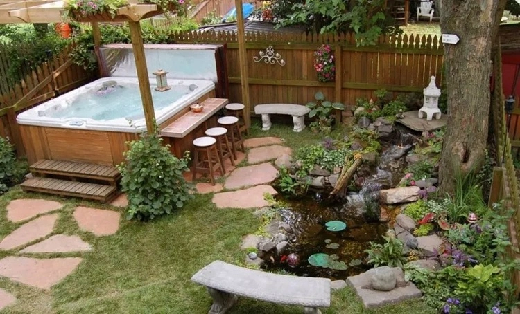 small backyard hot tub ideas garden landscaping