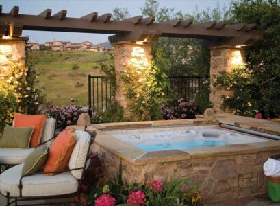 small backyard landscaping ideas with hot tub