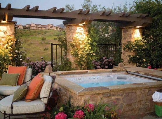 small backyard landscaping ideas with hot tub