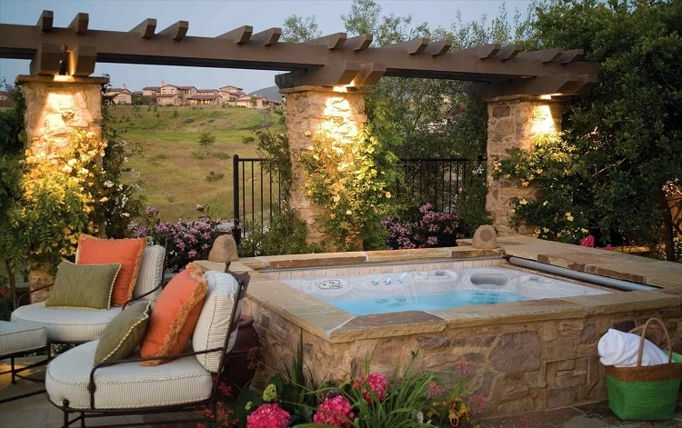 small backyard landscaping ideas with hot tub