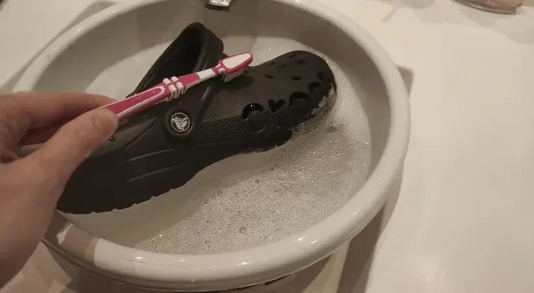 soapy water wipe with a cloth easy tips on how to clean crocs at home