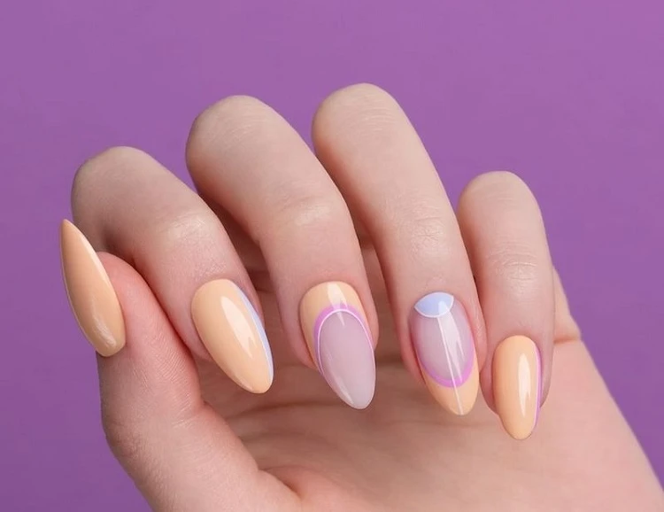 summer short almond nail designs pastel abstract