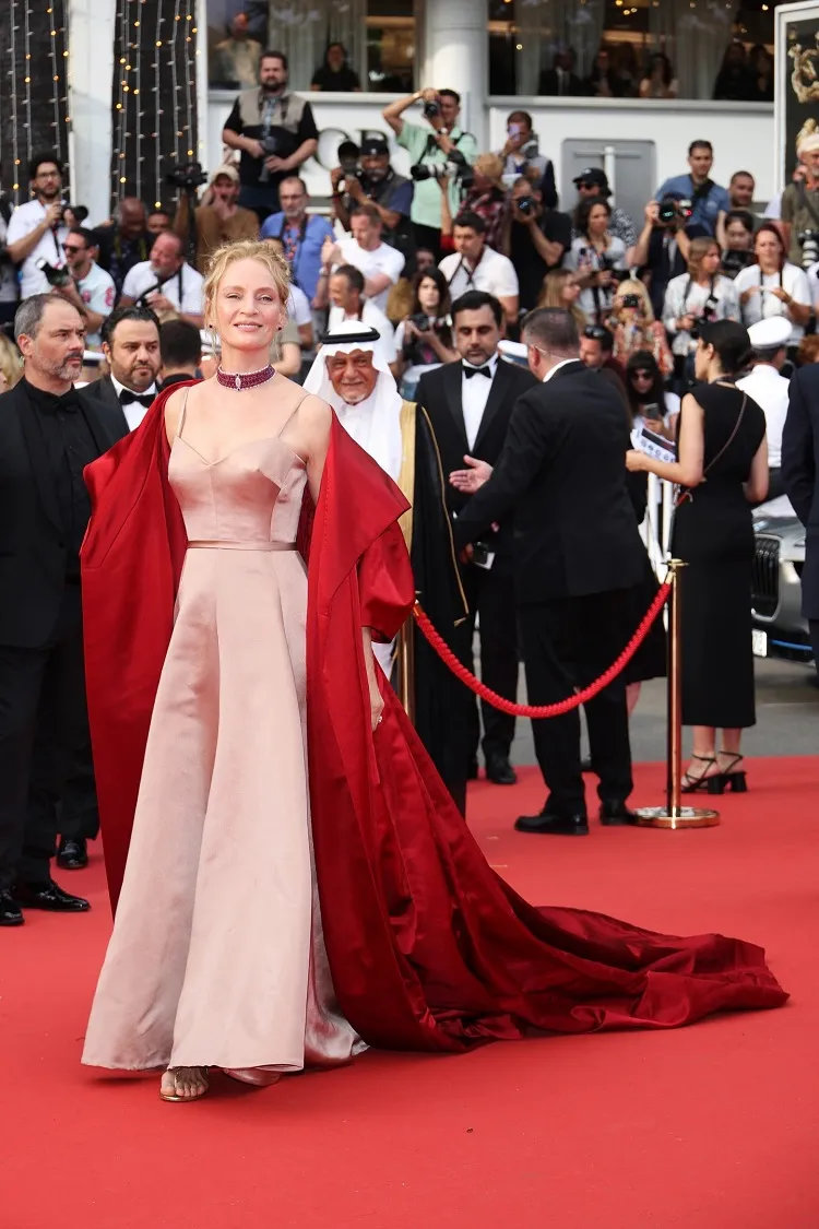 uma thurman dior haute couture cannes film festival 2023 red carpet fashion looks day 1