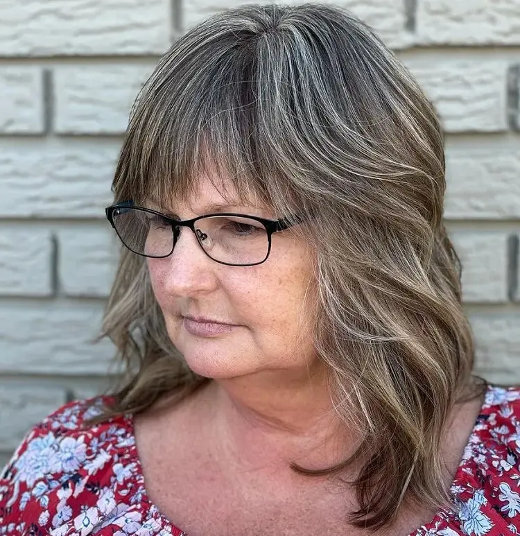 waterfall bangs look food with glasses over 50 hair trends