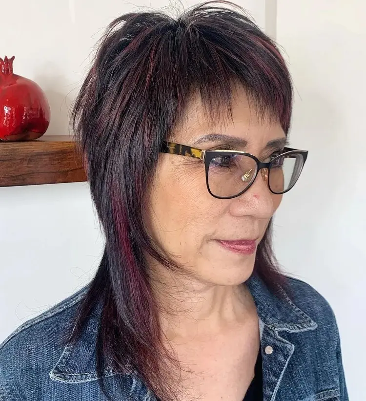 what bangs for women with glasses over 50 baby fringe shag haircut