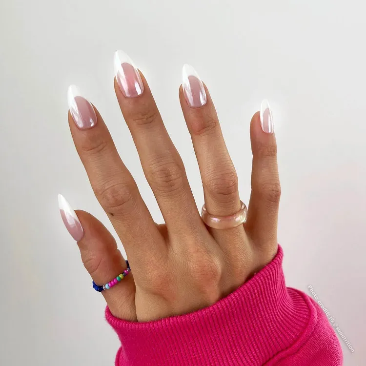 white chrome french tip nails