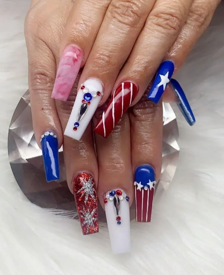 4th of july nail art 4th of july designs for long coffin nails