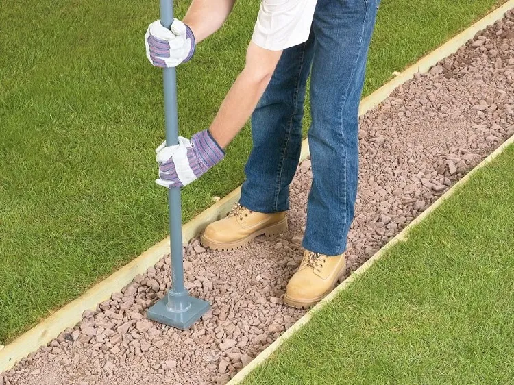diy concrete paver walkway with gravels for base