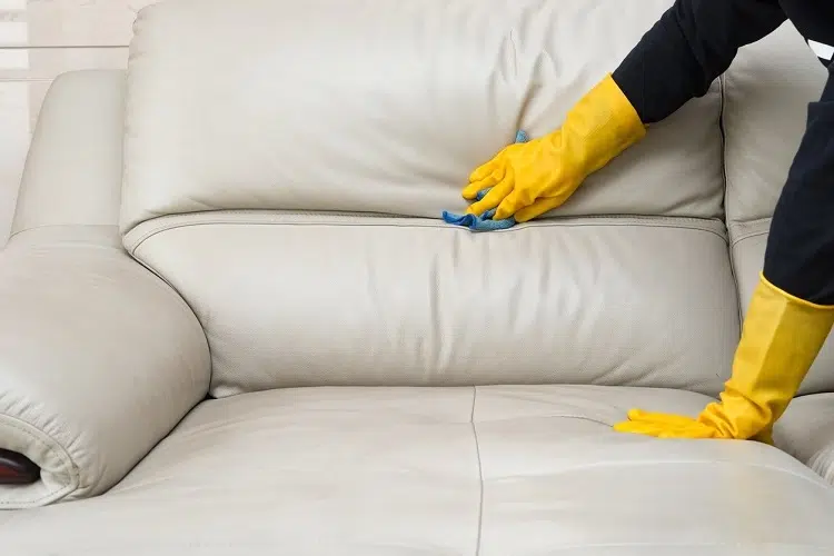 how to clean a white leather sofa that has turned yellow