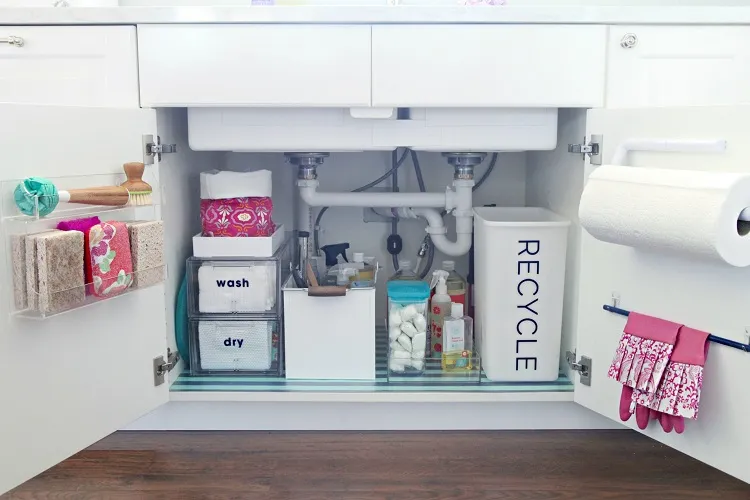 how to organize the kitchen and bathroom under sink cabinets