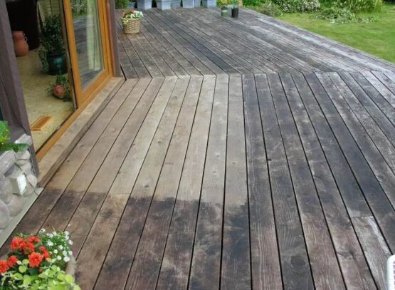 how to remove black stains from a wood deck