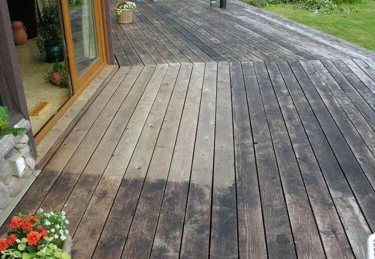 how to remove black stains from a wood deck