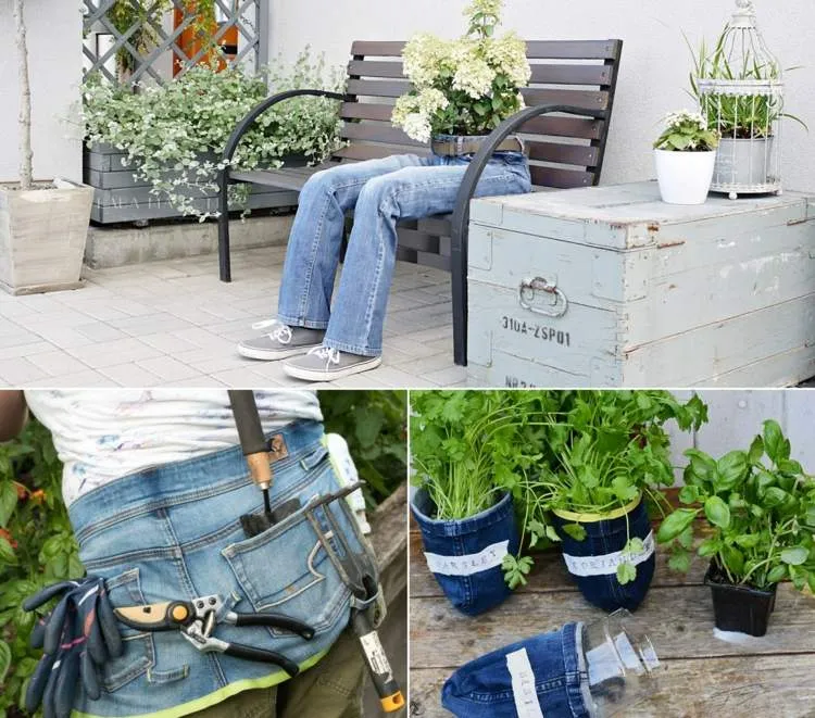 how to reuse and upcycle old jeans original ideas for the garden