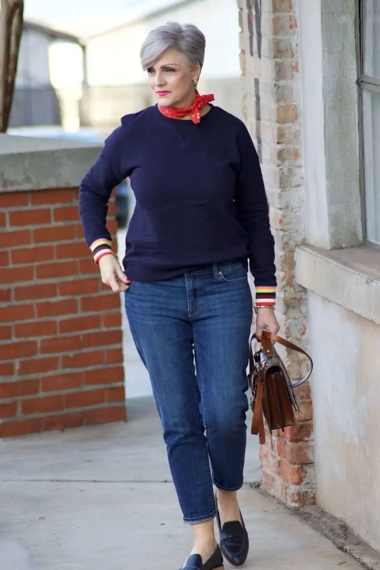 how to wear a sweater at 50 and look chic