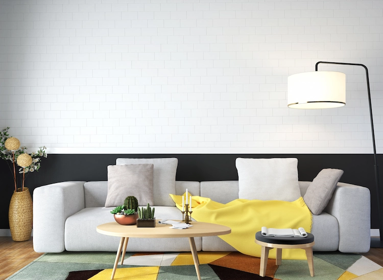 summer living room décor ideas contrasting colors