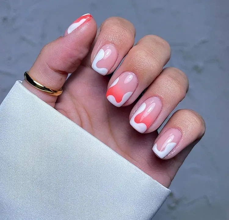 abstract french tip ombre nails summer 2023