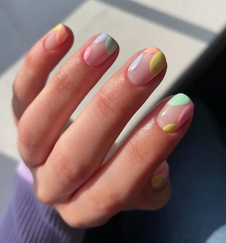 abstract short french tip nails
