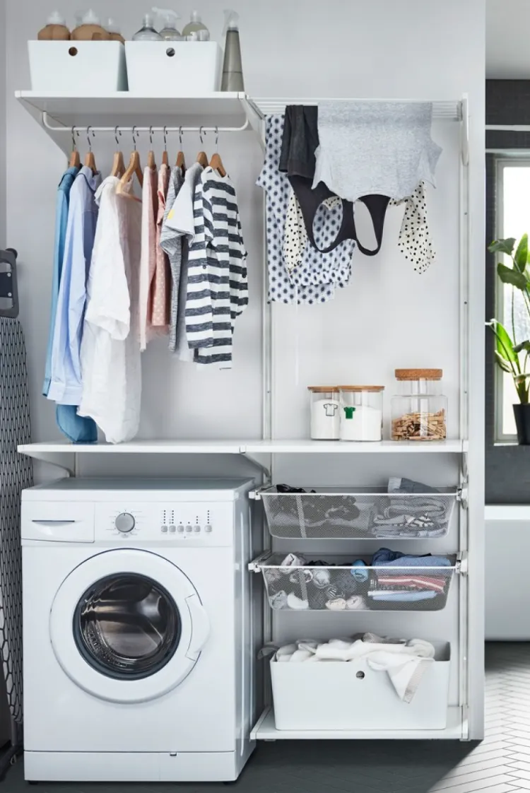 airing clothes organizing ideas for small laundry rooms