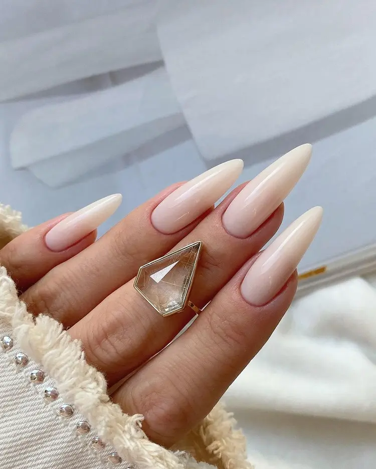 almond milky nail designs long manicure ideas