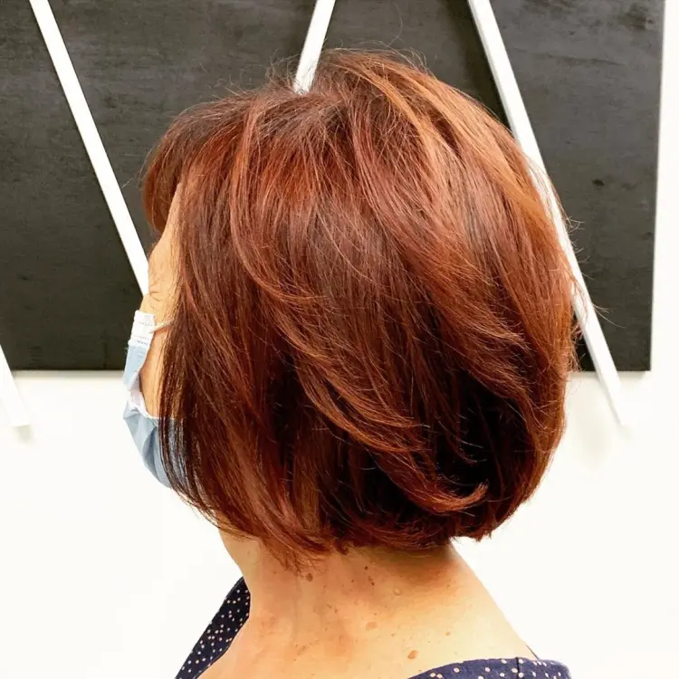 anti aging hairstyle short bob burgundy red hair color for women over 55