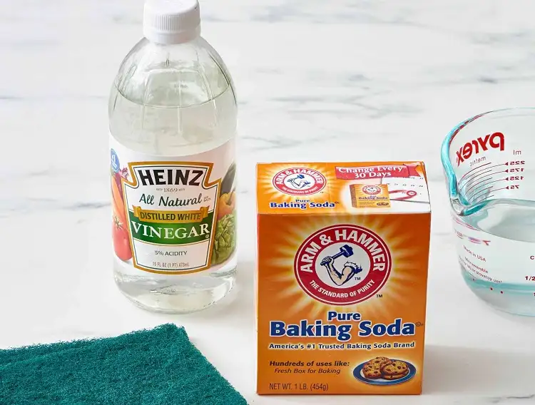 baking soda and white vinegar for cleaning stubborn black stains from toilets instantly