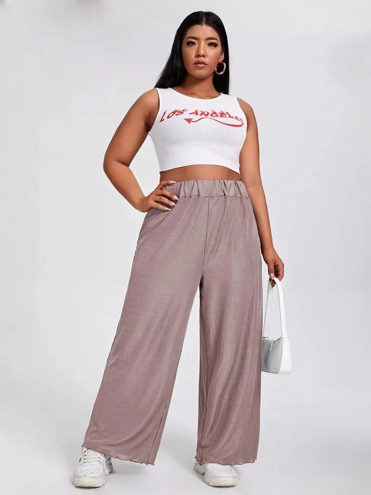 casual wide leg plus size summer outfit