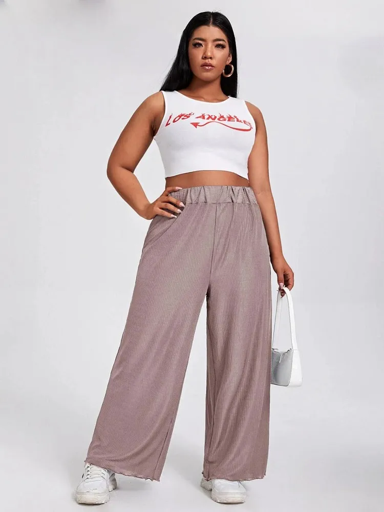 Birdeem Women Plus Size Fashion Casual High Waisted Wide Leg Pants