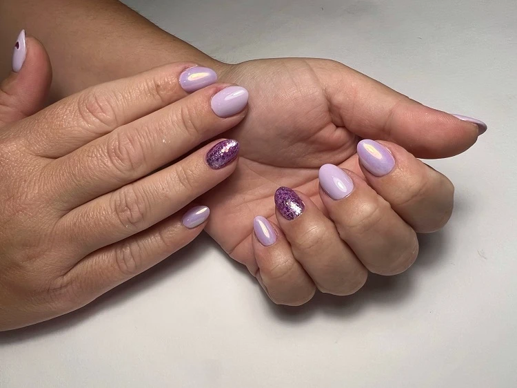 chrome nail colors pastel purple short manicure