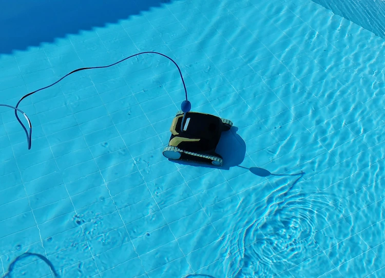 clean the bottom of the pool with a pool robot
