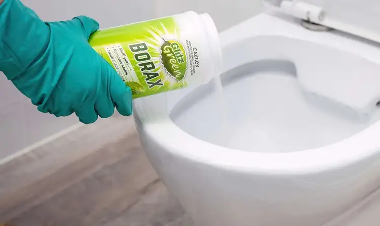 cleaning stubborn black stains from toilets with borax powder