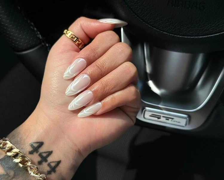 donut glazed milky white nails with decorations summer trends 2023