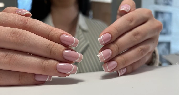 double french tip nails summer manicure 2023